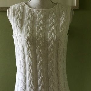 Eddie Bauer white cable knit sleeveless sweater